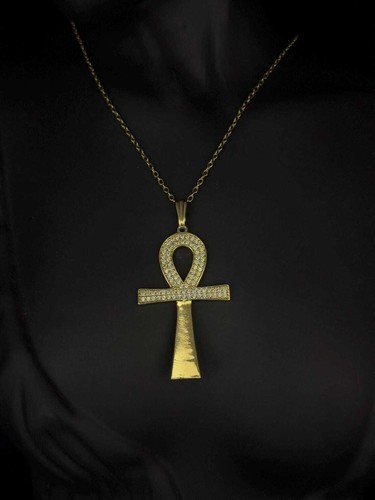 Gold ankh pendant necklace - ankh,