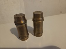 Solid Brass Salt And Pepper Pots Shakers Old Vintage Possible WW2