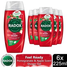 6x Radox Mineral Therapy Shower Gel Feel Ready w/ Pomegranate&apple Scent, 225ml
