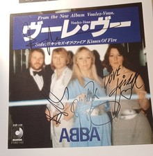 Abba Autographed Japanese Record Framed Print Agnetha Frida Voyage Polar Rare EX