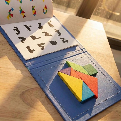 Magnetic wooden tangram - wooden, puzzle