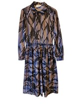 Vintage Miss Mary of Sweden Dress – Size 14 – Pleated Belted - Midi Shirt Dress