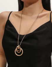 Long Circle Charm Necklace