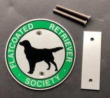 Vintage FLATCOATED RETRIEVER SOCiETY Enamel Car Badge 90mm diameter