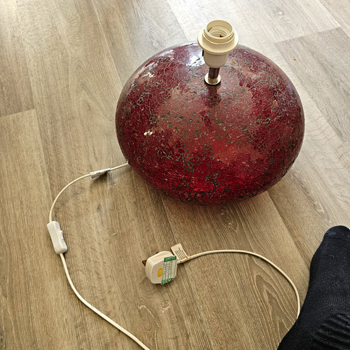 Red crackle ceramic table lamp - crackle,