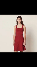 Sandro red A-line dress knit strap size 36