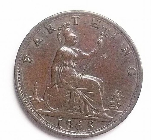 1865 farthing coin queen - 1865,
