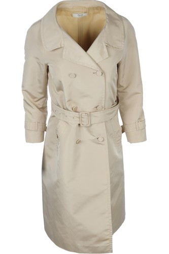 Prada beige silk trench coat - prada,