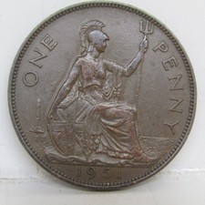 1951 One Penny Coin George VI British -  Very Good Grade #133