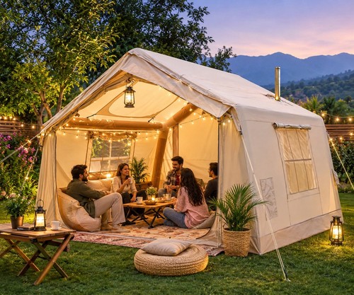 Luxury glamping tent with - glamping,