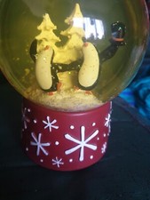 Large Wind Up Musical Penguins Snow Globe 7" H