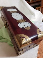 CHINESE CELADON JADE RED WOOD