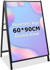 STANDNEE Pavement Sign, A Frame Sign Board Outdoors,60 X 90CM, Black