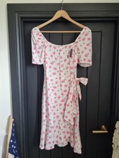 Select White & Pink Floral Wrap Teadress Size UK 10 BNWT