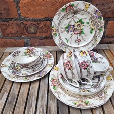 Alfred Meakin "MEDWAY" Antique Tea Trios X4 - Cup, Saucer, Plate - See Photos