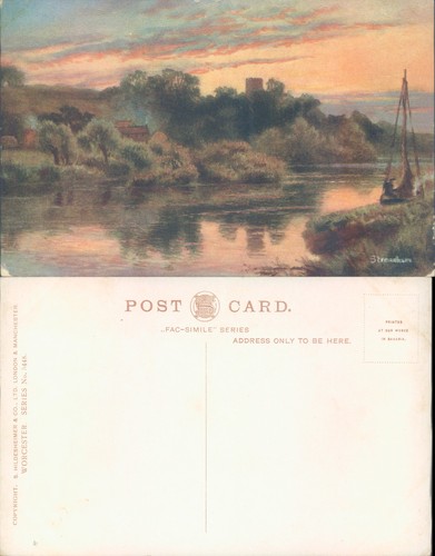 River scene with tower - scene, a