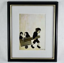 VINTAGE LS LOWRY BOY PULLING A CART PRINT FRAMED AND GLAZED