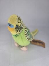 Bright Budgie Budgerigar Bird Yellow wit Sound Plush Soft Toy 13cm Living Nature