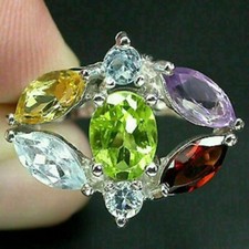 Silver Ring Peridot Amethyst