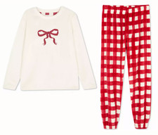 Ladies Red Bow Fleece Pyjamas