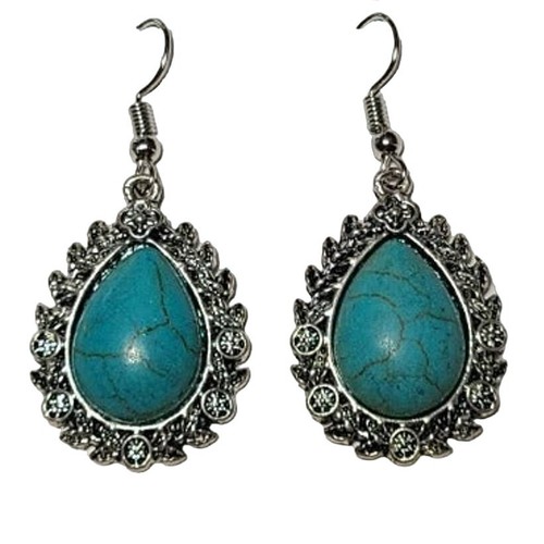 Silver turquoise stone - stone, dangle