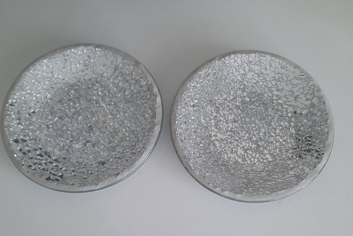 Set silver mosaic candle - of, 2