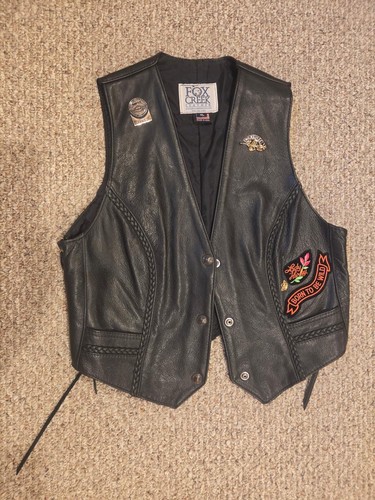 Ladies leather motorcycle vest