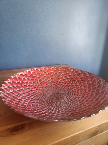 Large red gold glass - red, fruit
