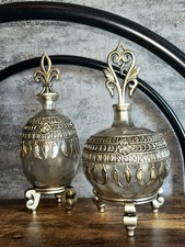 Stunning Glass Styled Large Storage Bottles Set of 2 Decanter / Perfume 