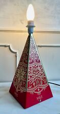 MARKS & SPENCER Red Gold Tin Pyramid Bohemian Table Bedside Hallway Xmas Lamp