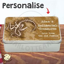 Velociraptor dinosaur fossil design, Personalised tin, novelty gift , empty tin