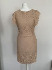 Zara Lace Dress Size XS Nude Layered Knee Length Ruffle Sleeves