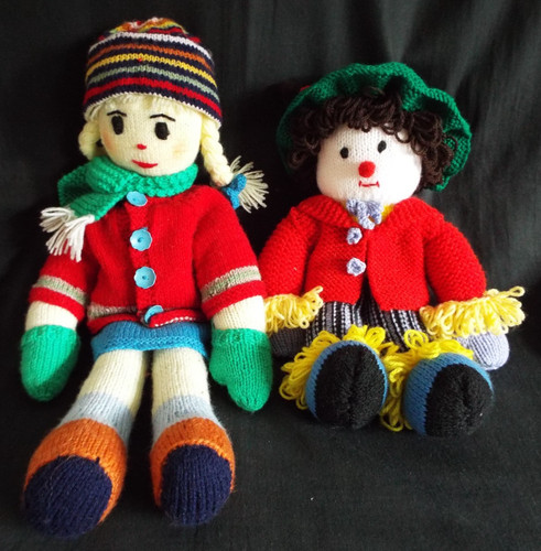 Knitted toys girl with - toys,