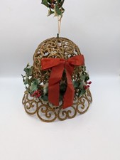 Vintage Christmas Hanging Holly Berry Mistletoe Bell Plastic Decoration