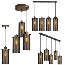 Industrial Pendant Light Fitting Hanging Retro Lamp Metal Cage Ceiling E27 Lamp