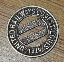 Railway Token 1919-United Railways-St louis Good for 1 City fare (3 For £3 P&P)