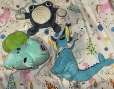 Pokemon Plush Soft Cuddly Toy Bundle x3 Bulbasaur Polywhirl Vaporeon Preowned