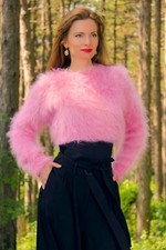 Fuzzy cropped mohair sweater