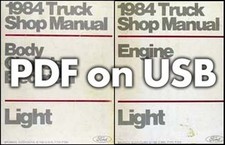 1984 Ford Truck Shop Manual 5 Book Set on USB F150 F250 F350 Bronco Van Service