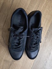 Geox Respira Black Leather Wedge Trainers Size 6 39 New