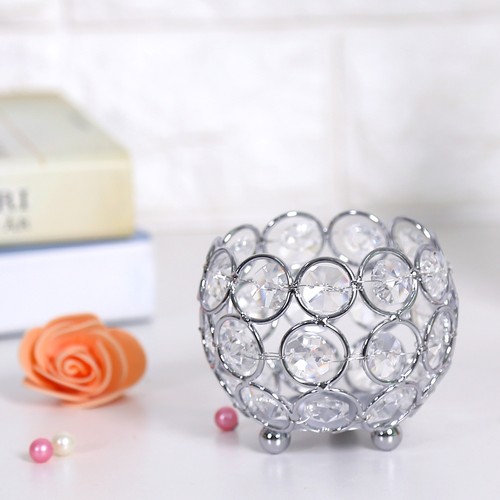 Silver crystal candle holder - silver,