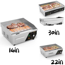 14/22/30" Electric Griddle Countertop Hot Plate Bacon Grill Kitchen Commercial