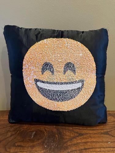 Reversible emoji sequin pillow - emoji,