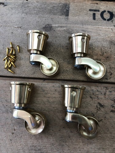 Polished brass vintage castors - brass,