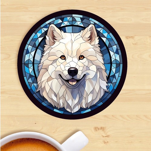 Pet dog coaster stained glass - pet,