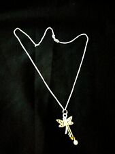 Silvertone Necklace With Elemental Charm - Wind/Air - Featuring a Dragonfly!