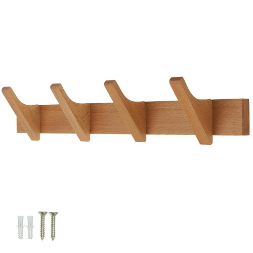Wooden coat rack hooks wall - wooden,