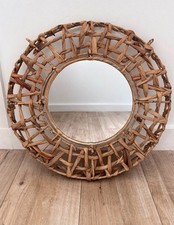 Round Woven Rattan Wall Mirror