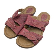 Clarks Ladies Red Leather Open