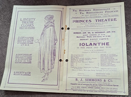1922 oyly carte - carte, programme